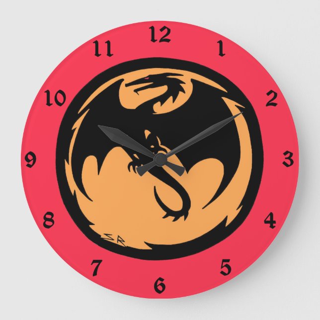 reloj de pared de coral oro del Dragon Negro (Anverso)
