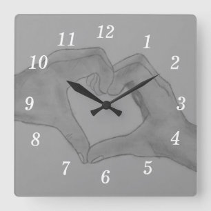 Reloj De Pared De Corazón De Manos