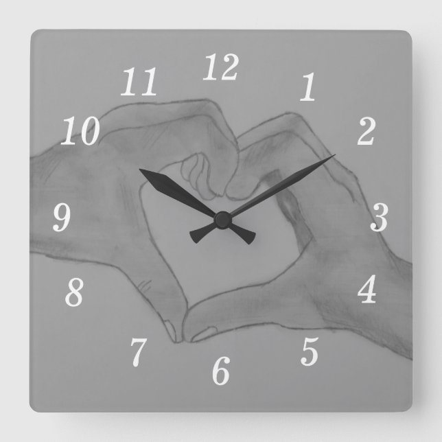 Reloj De Pared De Corazón De Manos (Anverso)