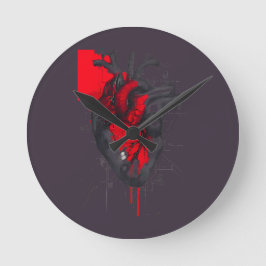 Reloj de pared de corazón humano con salpicaduras 