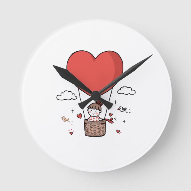 Reloj de pared de corazón rojo – Decoración para e (Anverso)