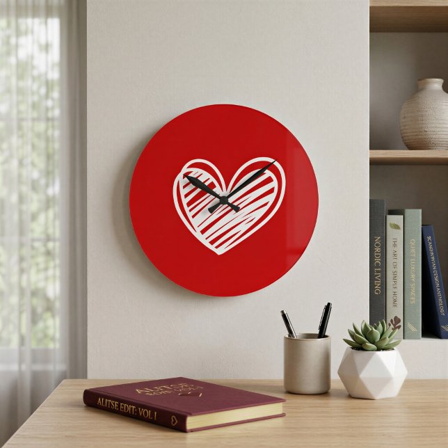 Reloj de pared de corazón rojo elegante (Subido por el creador)