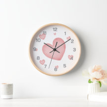 Reloj de pared de corazones rosados - diseño román