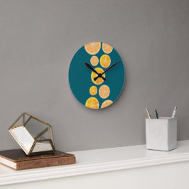 Reloj de pared de corte de cítricos vibrante