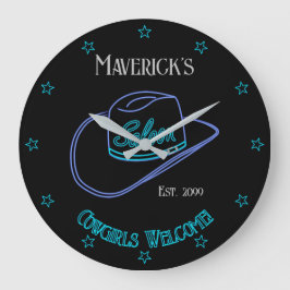 Reloj De Pared De Cowboy Retro Saloon Lg.