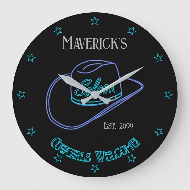 Reloj De Pared De Cowboy Retro Saloon Lg. (Anverso)