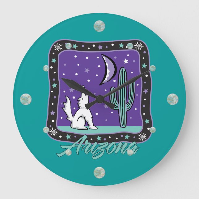 Reloj de pared de Coyote de Arizona Howling (Anverso)