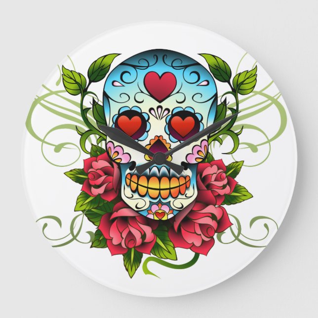 Reloj de pared de cráneo de azúcar (Anverso)
