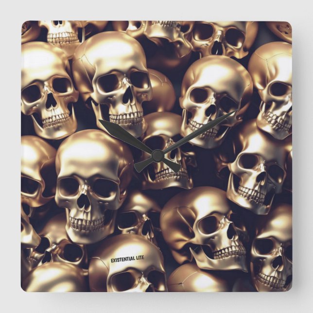 Reloj de pared de cráneo LITE Gold EXISTENCIAL (Anverso)