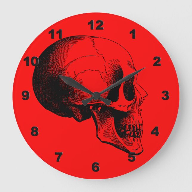 Reloj de pared de cráneo, rojo (Anverso)