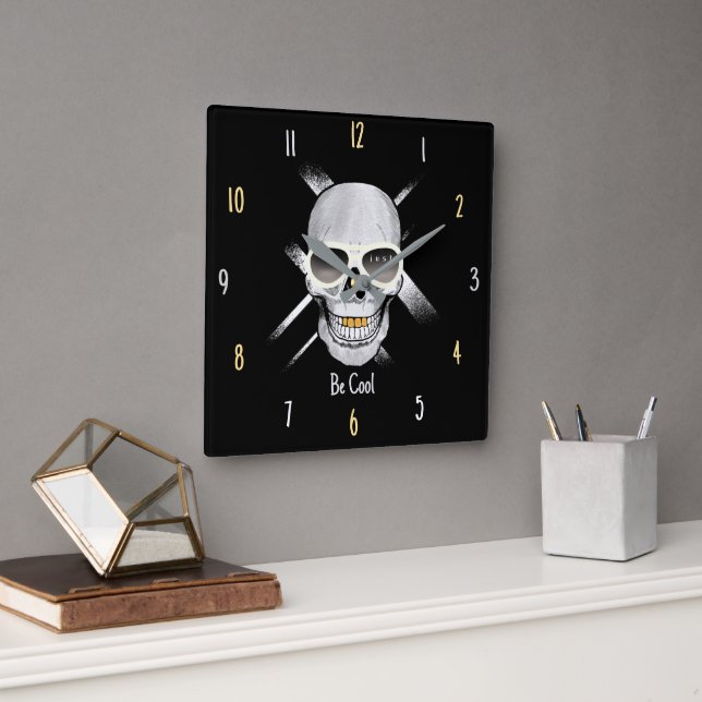 Reloj de pared de cráneo solo sé genial (Oficina)