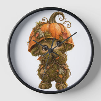 Reloj de pared de criatura del bosque de calabaza