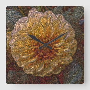 Reloj de pared de cristal brillante de la flor del