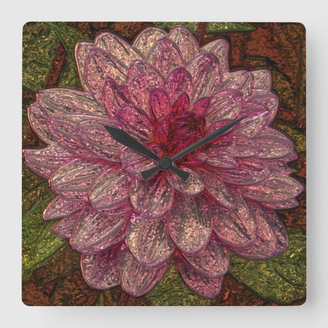 Reloj de pared de cristal brillante de la flor del (Anverso)