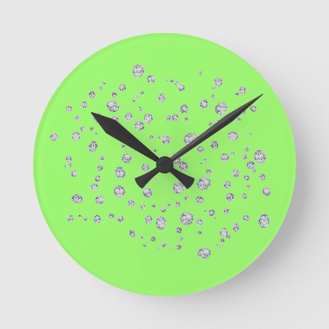 Reloj de pared de cristal verde fluorescente (Anverso)