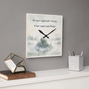 Reloj de pared de Cthulhu soñador acuarela Lovecra