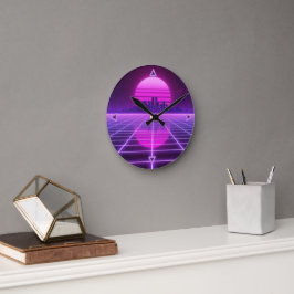 Reloj de pared de cuadrícula infinita Retro Neon S