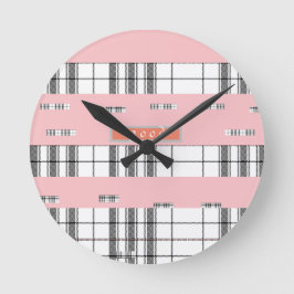 Reloj de pared de cuadros negro y rosa Chic Modern