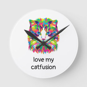 Reloj de pared de cuarzo de gato abstracto Amo Mi 