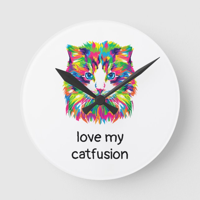 Reloj de pared de cuarzo de gato abstracto Amo Mi  (Anverso)