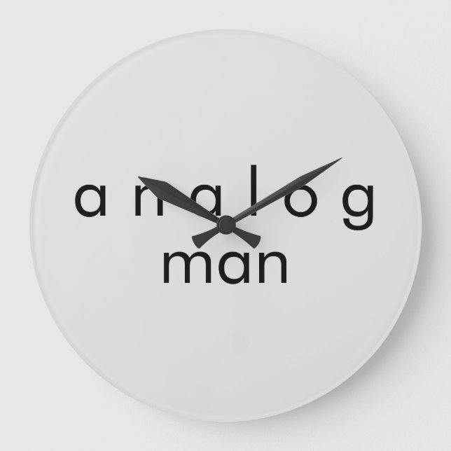 Reloj de pared de cuarzo gris Analog Man Audio (Anverso)