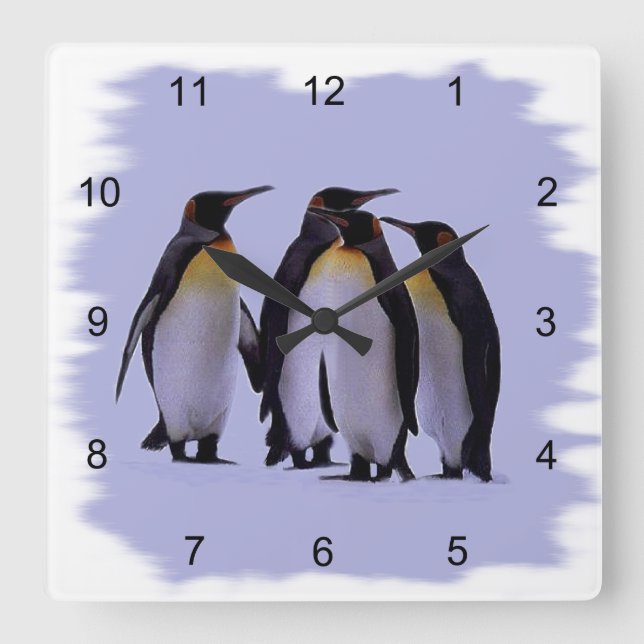 Reloj de pared de cuatro pingüinos (Anverso)