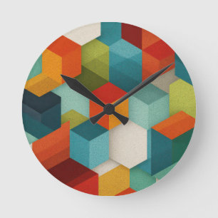Reloj de pared de cubo geométrico de mediados de s