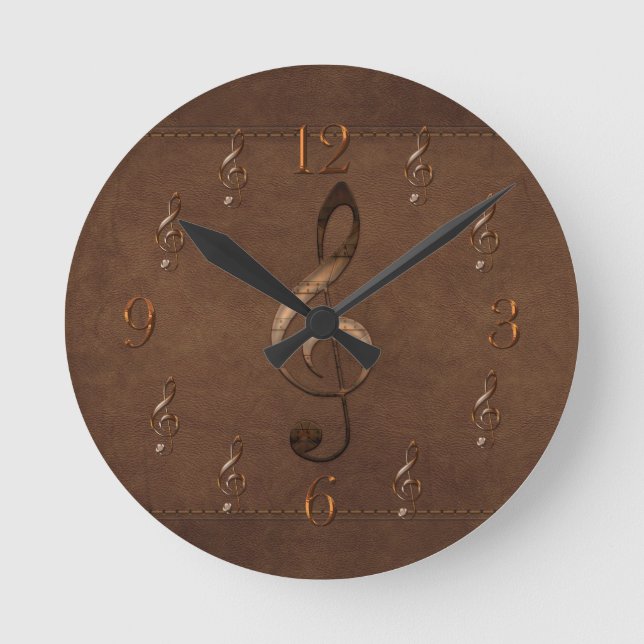 Reloj de pared de cuero de imitación de la música  (Anverso)