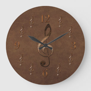 Reloj de pared de cuero de imitación de la música