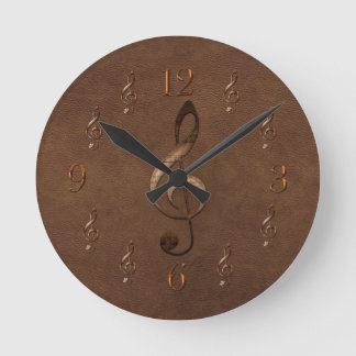 Reloj de pared de cuero de imitación de la música