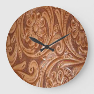 Reloj de pared de cuero equipado de la impresión