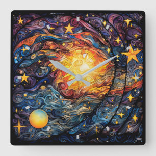 Reloj de pared de cuerpos celestes