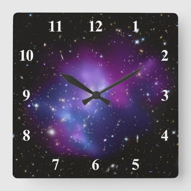 Reloj de pared de cúmulo de galaxias púrpura (Anverso)