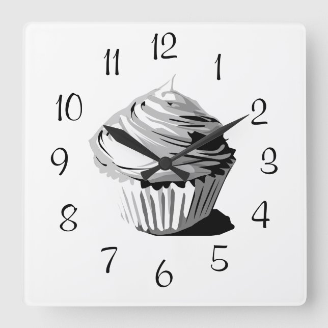 Reloj de pared de cupcake vector gris (Anverso)