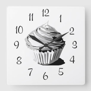 Reloj de pared de cupcake vector gris