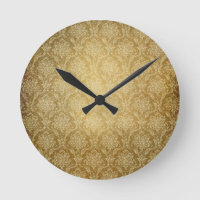 Reloj de pared de damasco dorado