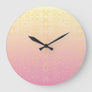 Reloj de pared de Damasco Pastel Rosa