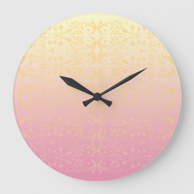 Reloj de pared de Damasco Pastel Rosa (Anverso)