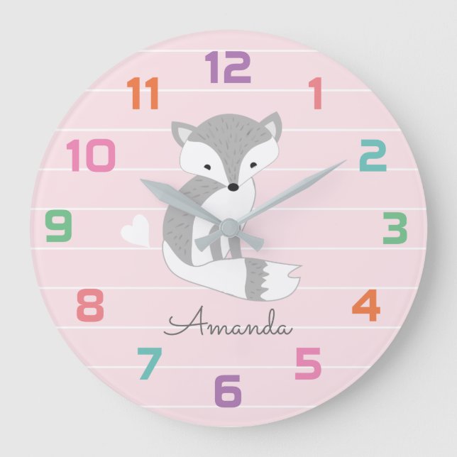 Reloj de pared de decoración de guardería de Fox r (Anverso)