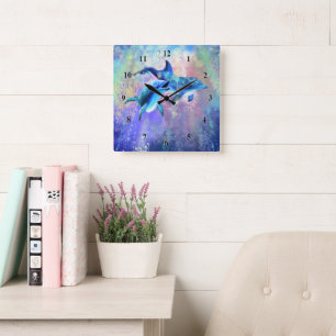 Reloj de pared de delfín de pareja