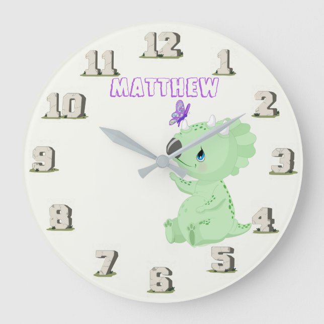 Reloj de pared de dinosaurio bebé jurásico de la e (Anverso)