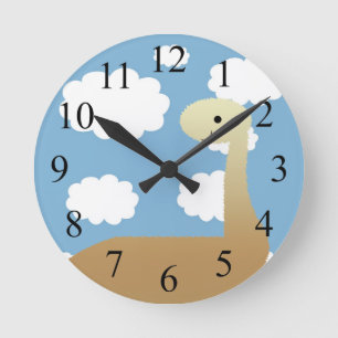 Reloj de pared de dinosaurio lindo en las nubes
