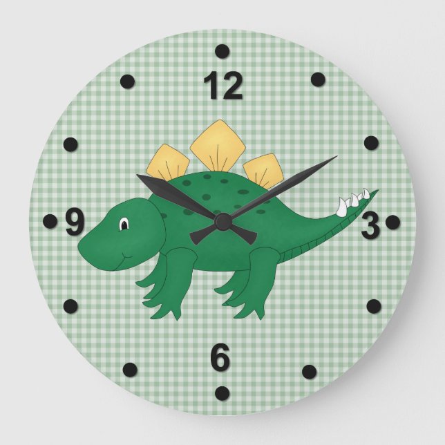 Reloj de pared de dinosaurio verde lindo (Anverso)