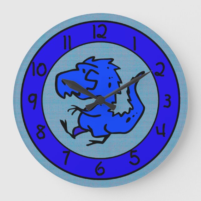 Reloj de pared de dinosaurios azules o dragones (Anverso)