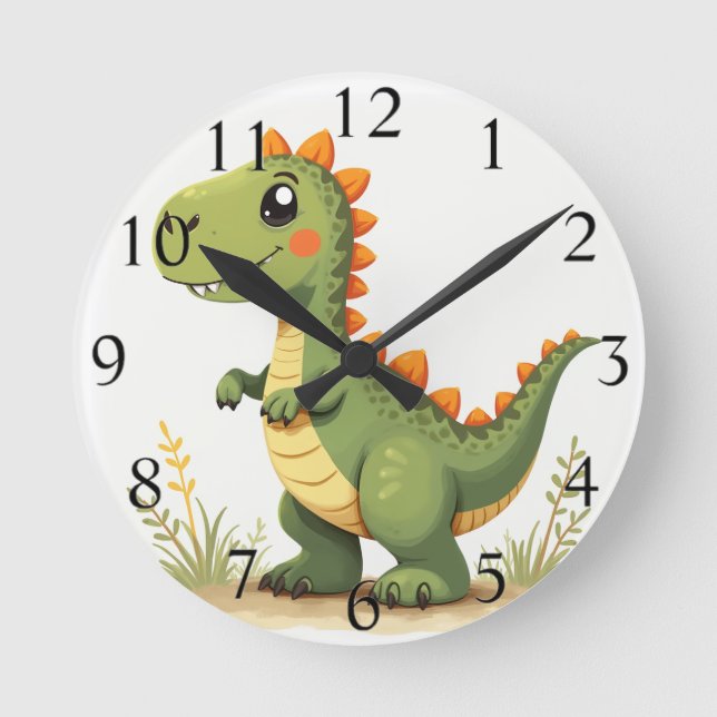 reloj de pared de dinosaurios para niños lindos (Anverso)