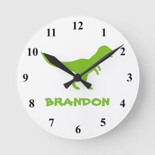 Reloj de pared de dinosaurios T Rex con nombre de