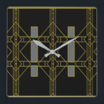 Reloj de pared de diseño Art Deco negro y oro<br><div class="desc">Impresionante y único reloj de pared de diseño Art Déco</div>