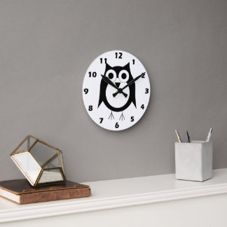 Reloj de pared de diseño de búho negro