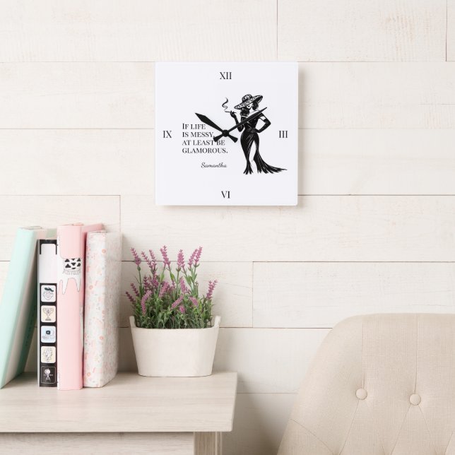 Reloj de pared de diseño de cita de estilo glam pe (Sala de lectura)