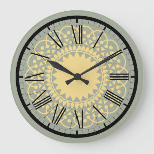 Reloj de pared de diseño de encaje azul y crema